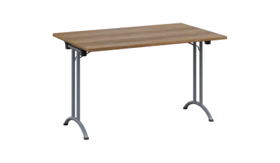 SLA 125 lak skládací jednací stůl 1250x800, deska 25 mm, podnož stříbrný lak, deska ořech světlý